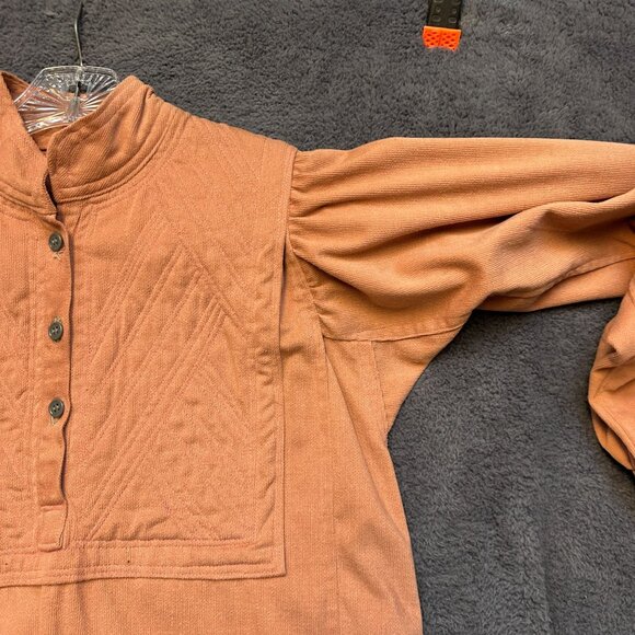 Vintage Unique Rose Corduroy Tunic With Nehru Collar & Quilted Bodice - Picture 7 of 16